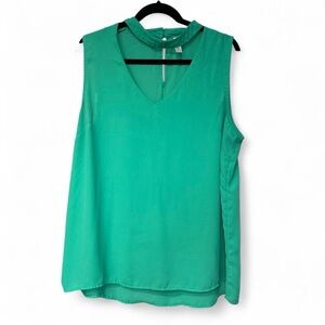 Tacera Sleeveless V-Neck Chiffon Camisole - Teal Green